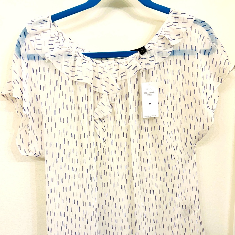 JCREW Sheer Flutter neck blouse - M